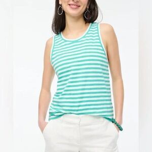 J. Crew Tank Girlfriend Cotton Stripe Green White Medium NWT